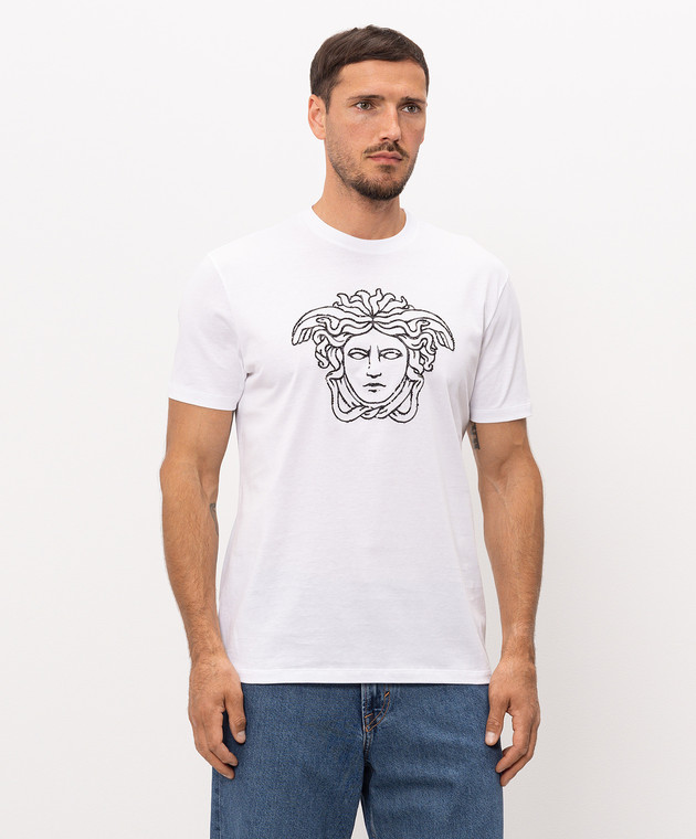 Versace Белая футболка с логотипом Medusa 10264521A18452 изображение 3