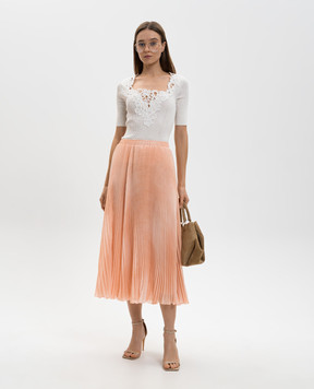 Ermanno Scervino Белый топ в рубчик с кружевом D485L310APZSQ