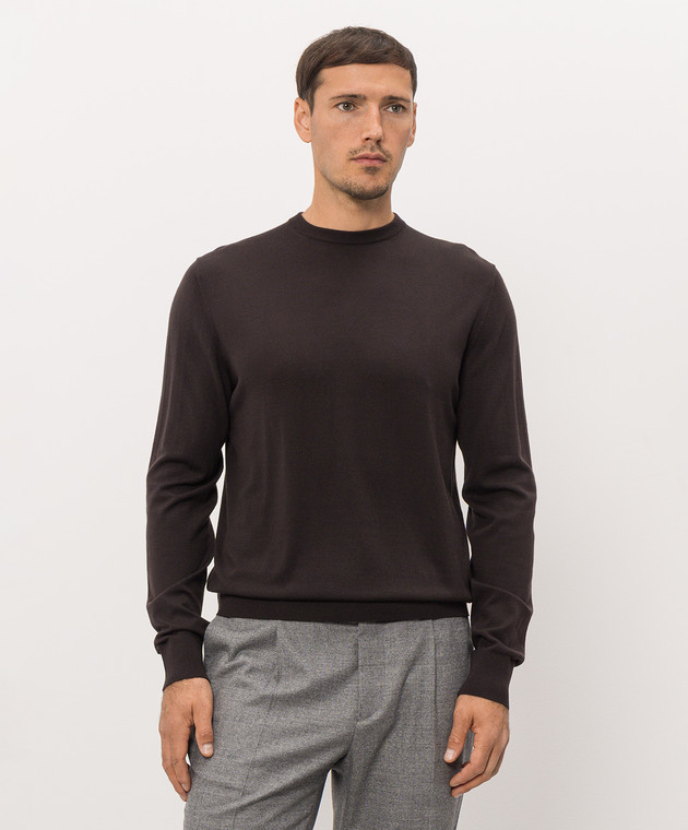 Cashmere&Whiskey Коричневий джемпер з вовни MU8121318541R зображення 3