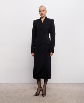 Thierry Mugler Черное двубортное пальто из шерсти COM1MA02051020