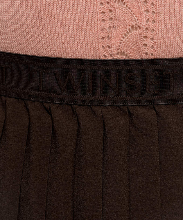 Twinset Коричневая юбка-плиссе с кружевом 262TP2350 изображение 5