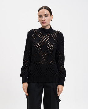 Jil Sander Чорний светр з вовни у візерунок J03GP0184J14812