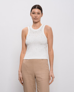Twinset Белый топ с кристаллами 261AP2201