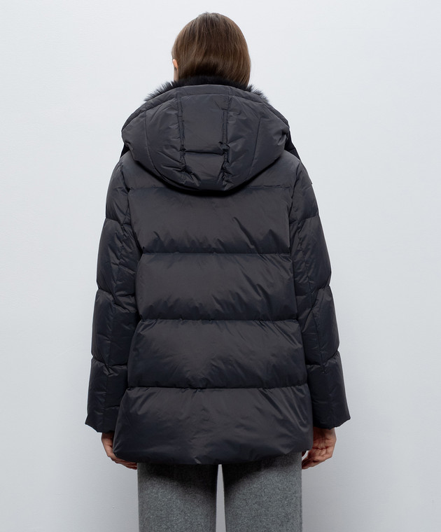 Yves Salomon Army Серый пуховик с мехом лисы 24WFM01576U06W изображение 4