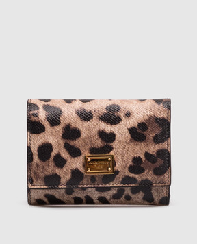 Dolce&Gabbana Бежевое кожаное портмоне в принт BI0770AX566