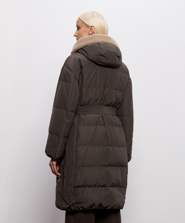Brunello Cucinelli Серый пуховик с мехом MH5259618 изображение 4