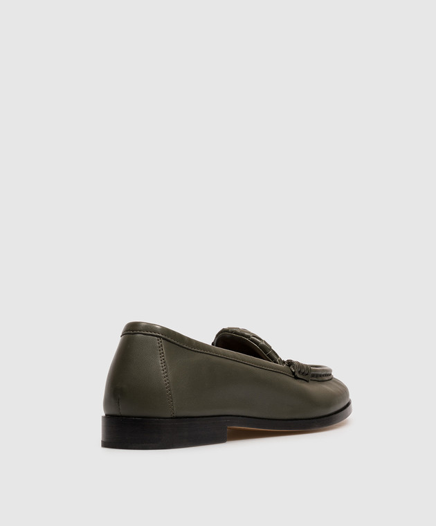 Bottega Veneta Зеленые кожаные лоферы Silenzio 876126VBSDO изображение 3