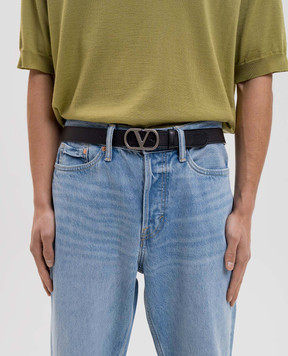 Valentino Черный кожаный ремень с эмблемой 8Y2T0SM3UPC