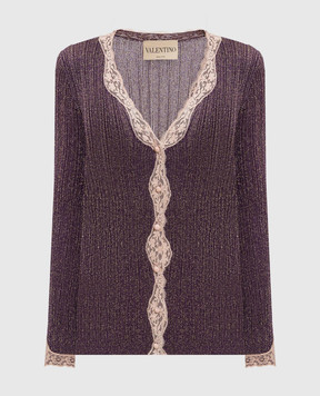 Valentino Фіолетовий кардиган з люрексом та мереживом 8B0KA15KA8T