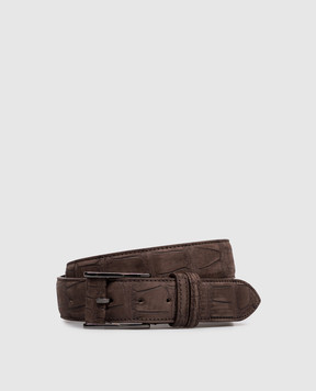 Cashmere&Whiskey Коричневий ремінь зі шкіри крокодила ALLIGATOR