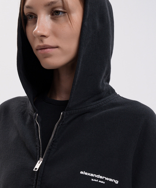 Alexander Wang Чорна спортивна куртка з фактурним логотипом UCC4262312 зображення 5