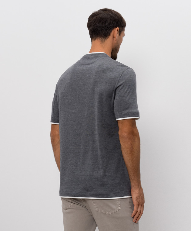 Brunello Cucinelli Серая футболка с шелком MH8367427 изображение 4