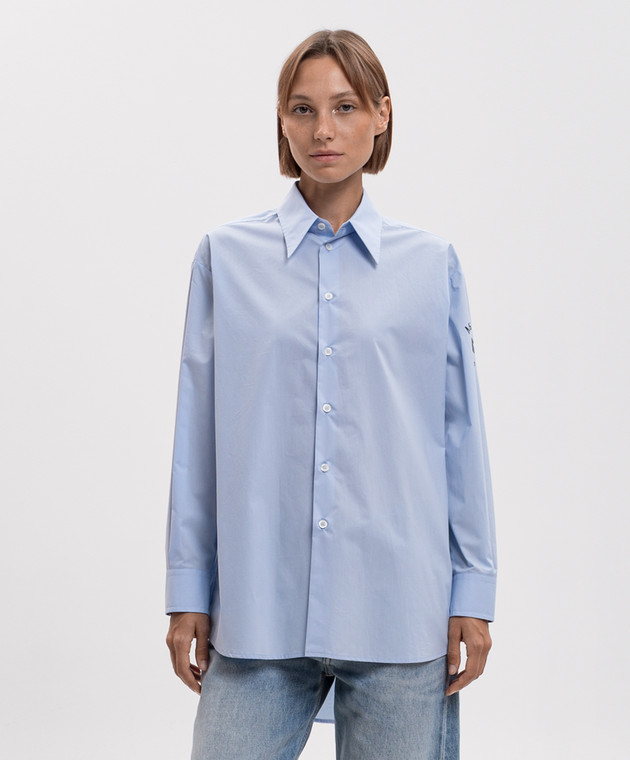 Maison Margiela MM6 Голубая рубашка с принтом логотипа S52DT0072M35256 изображение 3