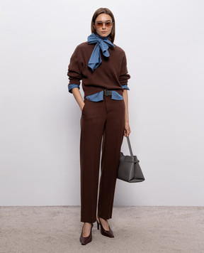 Brunello Cucinelli Коричневий светр з вовни, кашеміру та шовку M16129313P