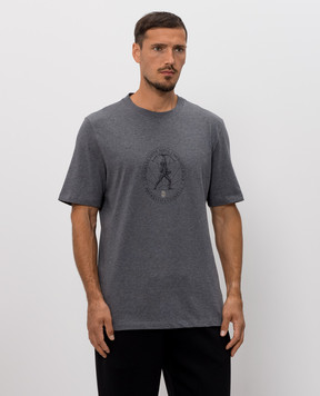 Brunello Cucinelli Серая футболка с брендовым принтом M0B138519
