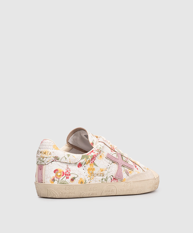 Premiata Білі шкіряні кеди Stevend в принт STEVEND8056 зображення 3