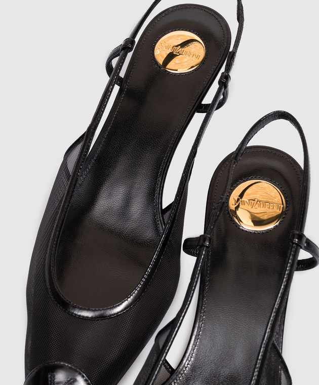 Saint Laurent Черные слингбеки RENÉE с монограммой A001G62WJAM изображение 5