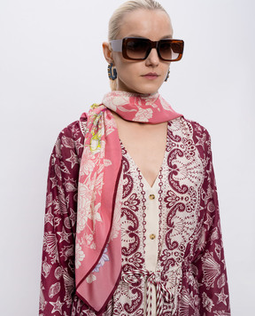 MANTERO 1902 Рожева хустка Alba Flora із шовку 0908F0023G57019