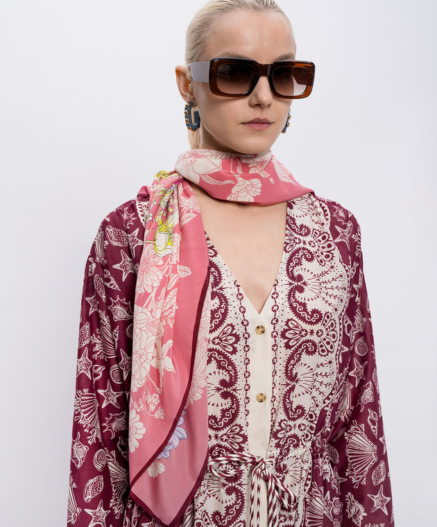 MANTERO 1902 Рожева хустка Alba Flora із шовку 0908F0023G57019 зображення 2