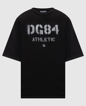 Dolce&Gabbana Чорна футболка з принтом логотипа G8PN9TG7PZL