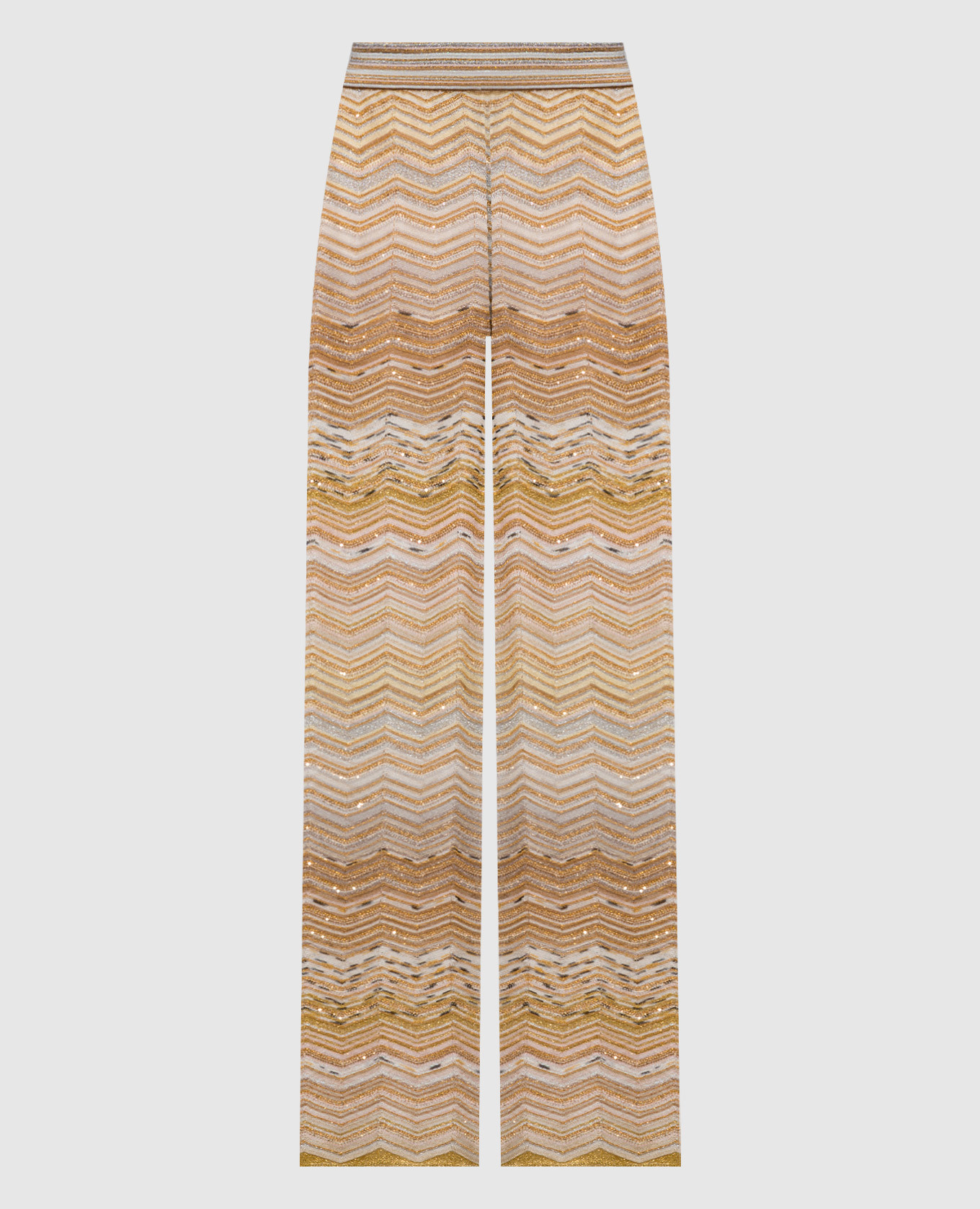 Бежевые брюки Chevron Lamé в узор