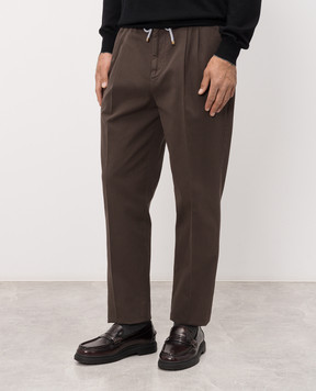 Brunello Cucinelli Коричневые брюки из хлопка M252UE1710