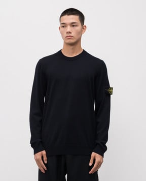 Stone Island Синій джемпер з вовни з логотипом K2S155100071S00C4