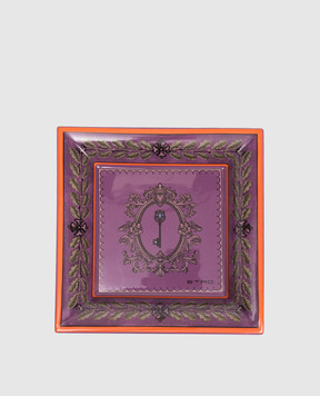 Etro Home Фиолетовый керамический лакированный поднос с контрастным окантованием UHHE0009A3001