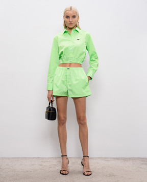 Vetements Зеленая укороченная рубашка в полоску WE76SH389ES