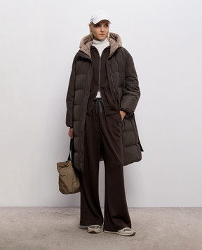 Brunello Cucinelli Коричневые спортивные штаны с цепочкой мониль MP828SM689