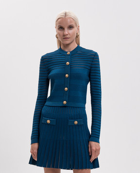 Balmain Синій укорочений кардиган HF1KL878KK10