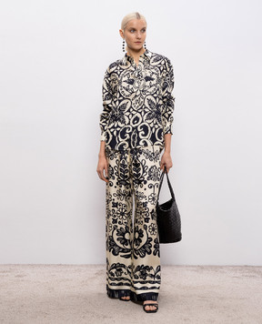 Maurizio Бежева блуза із шовку в принт MZS6W07210481