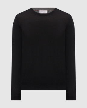 Brunello Cucinelli Джемпер черный из шерсти и кашемира M2400100