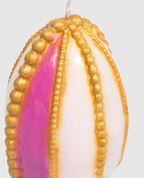 Cereria Introna Рожева свічка у формі яйця з намистинами 2192