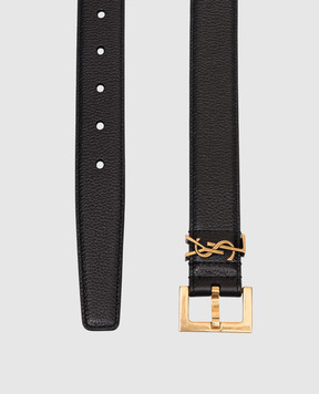Saint Laurent Черный кожаный пояс Cassandre 634437DTI0W