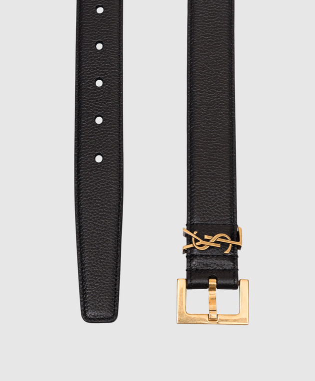Saint Laurent Черный кожаный пояс Cassandre 634437DTI0W изображение 3