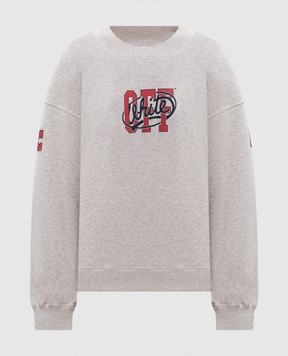 Off-White Бежевый меланжевый свитшот с принтом логотипа 2FE00513T
