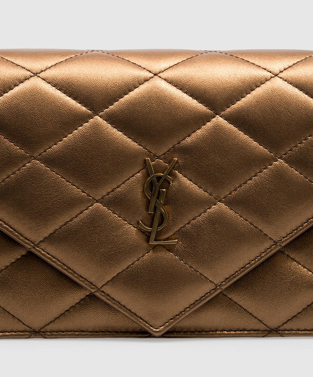 Saint Laurent Коричневый кожаный клатч PARIS 871149AAGX0 изображение 4