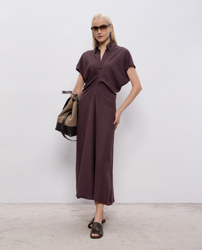 Brunello Cucinelli Фиолетовое платье с леном с цепочкой мониль MH126A5426