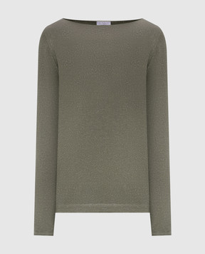 Brunello Cucinelli Джемпер кольору хакі з кашеміром та шовком з люрексом M41800008