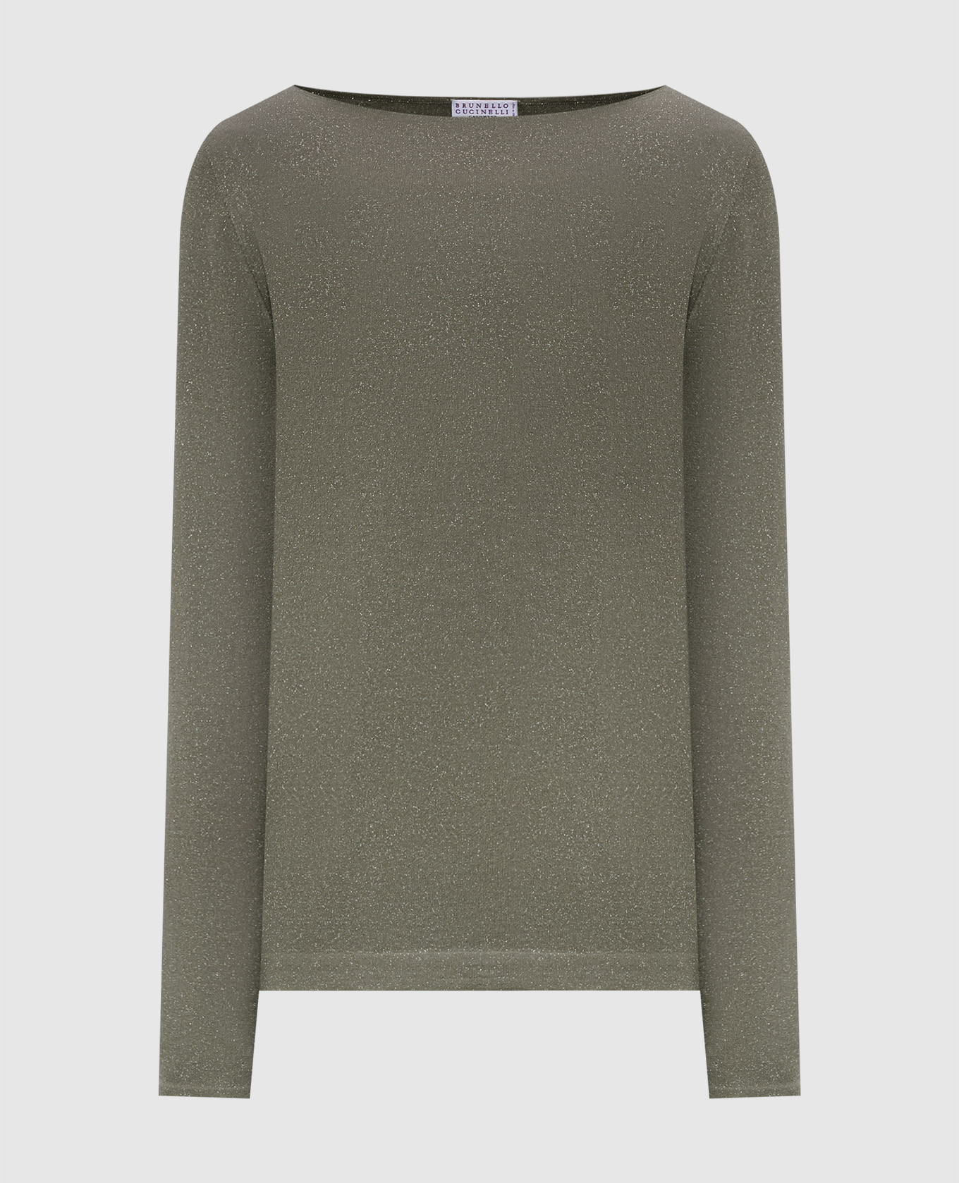 Джемпер цвета хаки с кашемиром и шелком с люрексом