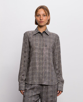 Ermanno Scervino Серая блуза в клетку с кристаллами D492K361CTXHF