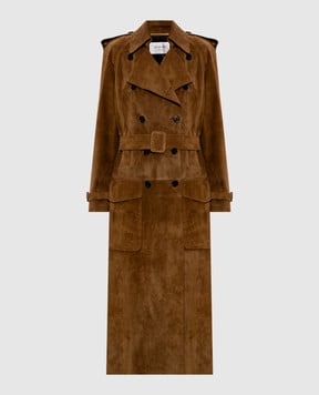 Saint Laurent Коричневый замшевый тренч 683370YC2JY
