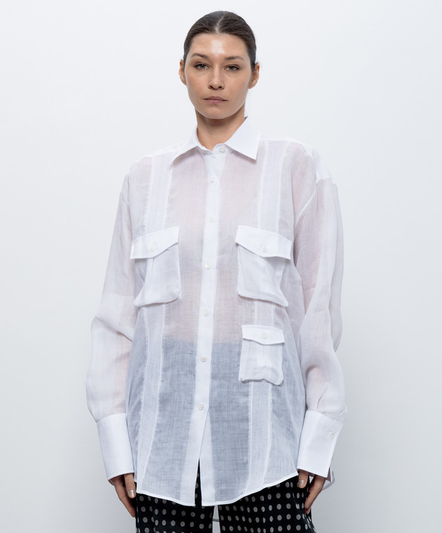 Ermanno Scervino Белая блуза с карманами D482K754TUG изображение 2