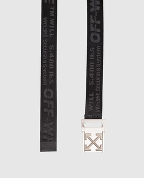 Off-White Детский черный ремень с узором логотипа OBRB001C99FAB001
