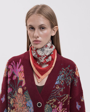 MANTERO 1902 Красный платок из шелка в цветочный принт 0909F0023G63167