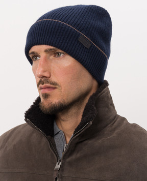 Canali Синяя шапка из шерсти и кашемира MK02552B0043