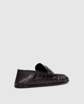 Saint Laurent Темно-коричневые кожаные глянцевые мокасины Cassandre A004150WXAG