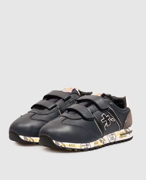 Premiata Детские синие кожаные кроссовки Lucy на меху 32M0294703640