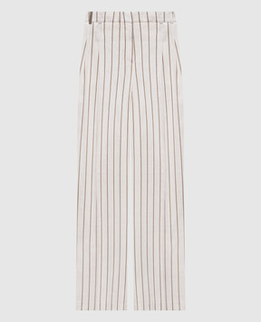 Peserico Білі штани з льоном в смужку AM4307Z00676